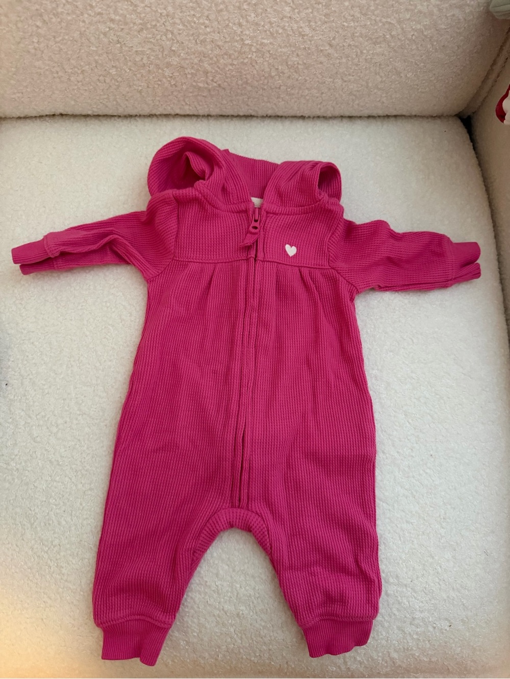 Carter's Hot Pink Hooded Zipper Footed One-Piece